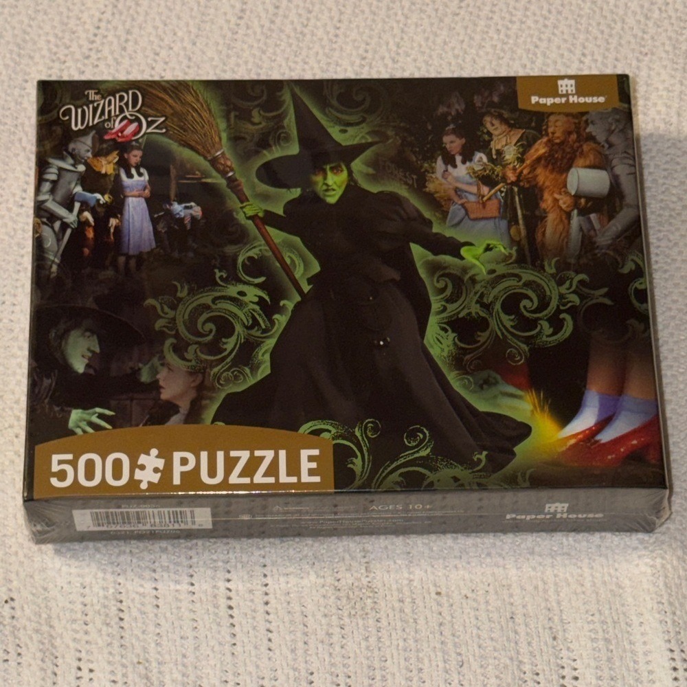 Wizard of Oz 500 Piece Puzzle Paper House Wicked Witch Dorothy Ruby Slippers NEW